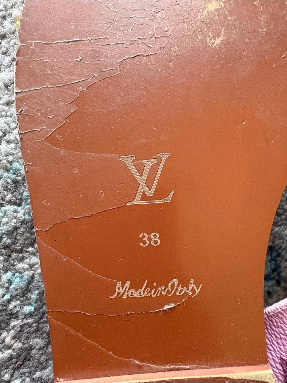 Louis Vuitton Pink Monogram Leather Thong Sandals